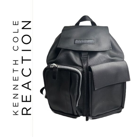 Kenneth Cole Reaction Black Drawstring Backpack - Picture 1 of 3